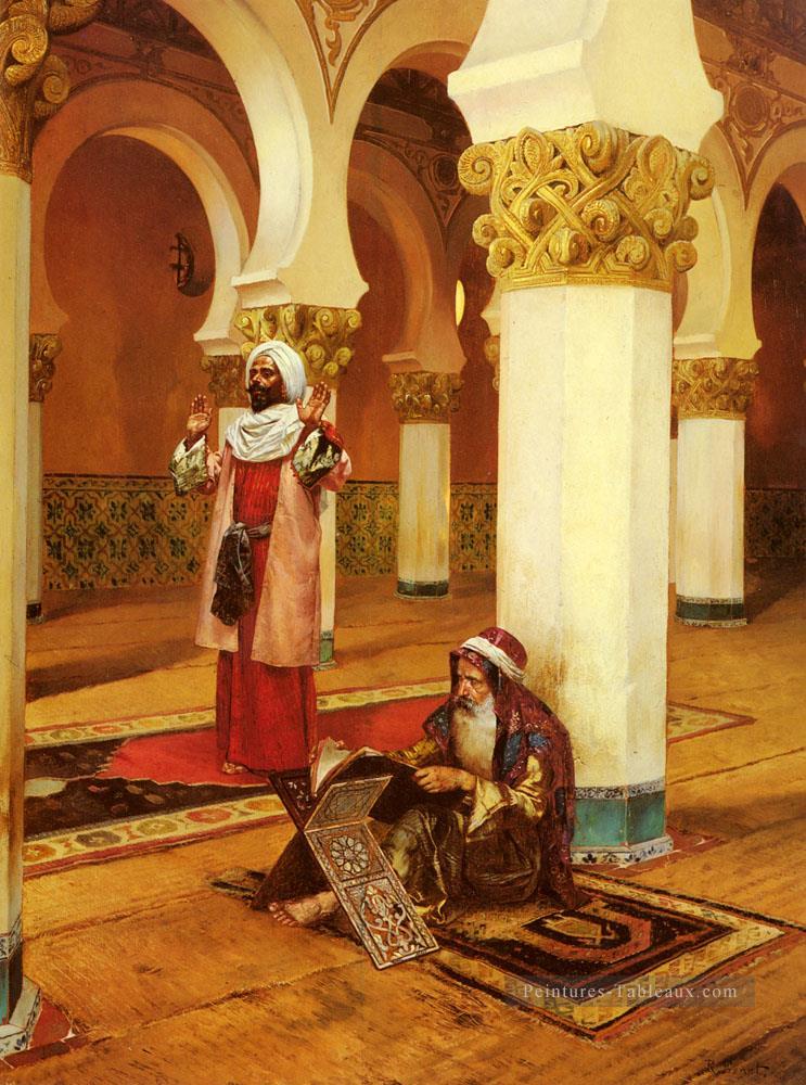 Prière du soir peintre arabe Rudolf Ernst Islamic Peintures à l'huile